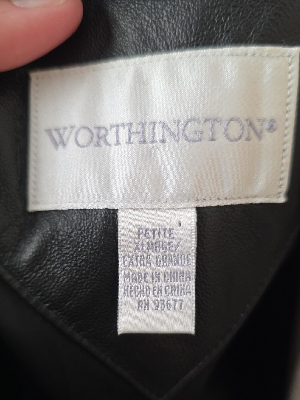 Worthington Black Leather Belted Jacket - Picture 2 of 5